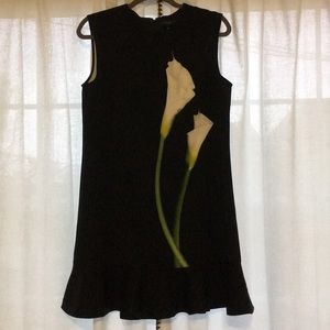 VICTORIA BECKHAM | Black Dress w/Arum Lily Graphic